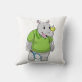 Rhino at Tennis with Tennis ball クッション (裏面)
