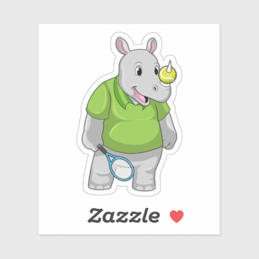 Rhino at Tennis with Tennis ball シール (シート)