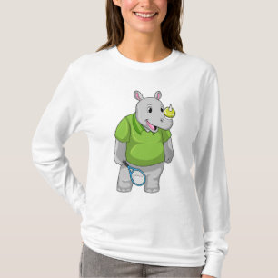 Rhino at Tennis with Tennis ball Tシャツ