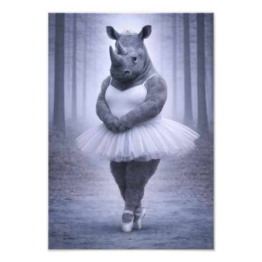 Rhino Ballerina in Misty Forest フォトプリント (正面)
