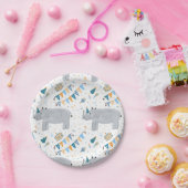 Rhino Birthday Party紙プレート, 7" ペーパープレート (パーティー)