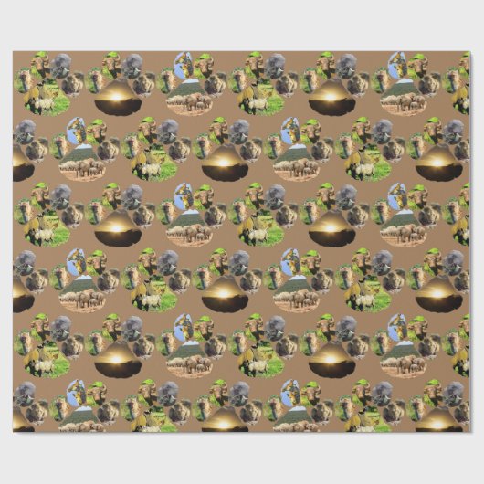 Rhino、Giraffe、Elephant Footprint Wrapping紙 ラッピングペーパー (フラット)