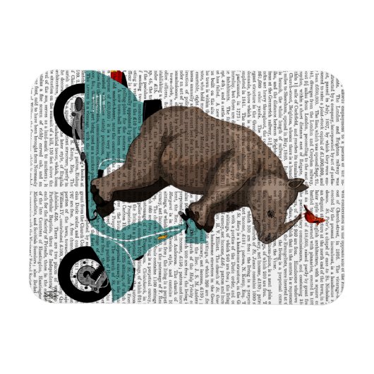 Rhino on Moped マグネット (横)
