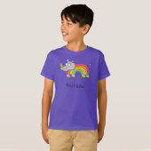Rhino Rainbow おもしろい Kids Tシャツ (正面フル)