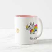 Rhino Rainbow Cute Kids ツートーンマグカップ (正面右)