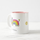 Rhino Rainbow Cute Kids ツートーンマグカップ (正面左)