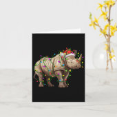 Rhino Santa Christmas Tree Lighting Xmas Funny  カード (黄色い花)