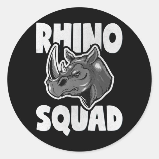 Rhino Squad Rhinocerosラブチームギフト ラウンドシール (正面)