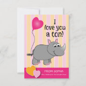 Rhino Valentine's Day Classroomカード 招待状 (正面)