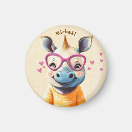 Rhino Valentine's Day Heart Badge - Kids School  マグネット