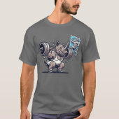 Rhino vs Unicorn – ジムおもしろいトレーニングフィットネス Tシャツ (正面)