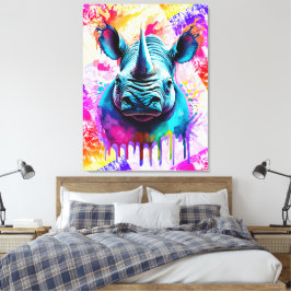 Rhino Wall Artプリント- Rhino カラフル Wildlife キャンバスプリント