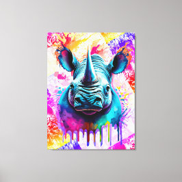 Rhino Wall Artプリント- Rhino カラフル Wildlife キャンバスプリント