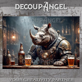 Rhino Warrior飲むビール#2 - Decopage - 薄葉紙