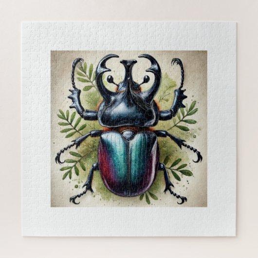 Rhinoceros Beetle 310824IREF209 - Watercolor ジグソーパズル (縦)