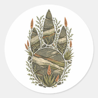 Rhinoceros Botanical Footprint Nature Sticker ラウンドシール
