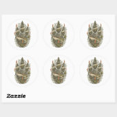 Rhinoceros Botanical Footprint Nature Sticker ラウンドシール (シート)