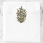 Rhinoceros Botanical Footprint Nature Sticker ラウンドシール (バッグ)