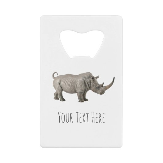 Rhinoceros Illustration Rhino Custom Message クレジットカード栓抜き (正面)