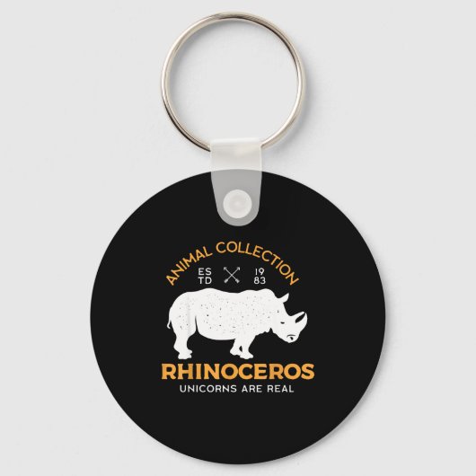 Rhinoceros Unicorns Are Real Funny Animal  キーホルダー (正面)