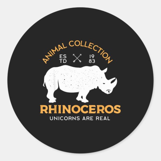 Rhinoceros Unicorns Are Real Funny Animal  ラウンドシール (正面)