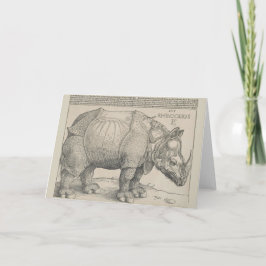 Rhinoceros, Woodcut by Albrecht Durer カード