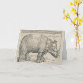 Rhinoceros, Woodcut by Albrecht Durer カード (黄色い花)