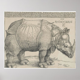 Rhinoceros, Woodcut by Albrecht Durer ポスター