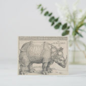Rhinoceros, Woodcut by Albrecht Durer ポストカード (スタンド正面)