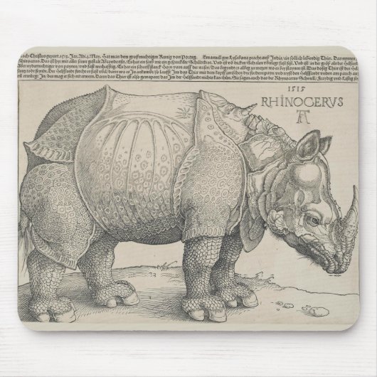 Rhinoceros, Woodcut by Albrecht Durer マウスパッド (正面)