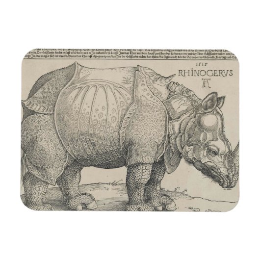Rhinoceros, Woodcut by Albrecht Durer マグネット (横)