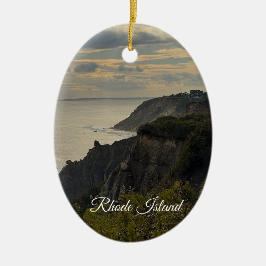 Rhode Island Cliffside Sunset Ornament セラミックオーナメント (正面)