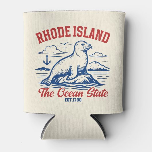 Rhode Island Nature Scene – Seal & Sea Design 缶クーラー (正面)