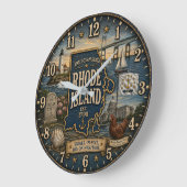 Rhode Island Ocean State Coastal Nautical ラージ壁時計 (傾斜)