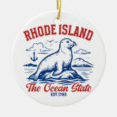 Rhode Island Ocean State Seal Design セラミックオーナメント (正面)
