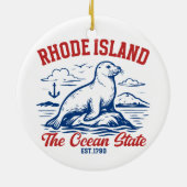 Rhode Island Ocean State Seal Design セラミックオーナメント (裏面)