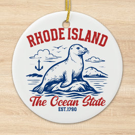 Rhode Island Ocean State Seal Design セラミックオーナメント