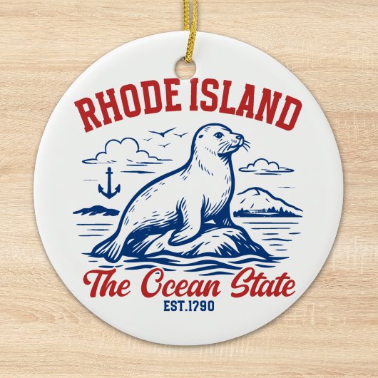 Rhode Island Ocean State Seal Design セラミックオーナメント