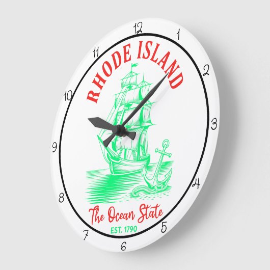 Rhode Island Ocean State Ship ラージ壁時計 (傾斜)