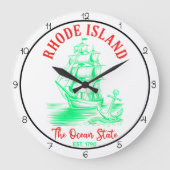 Rhode Island Ocean State Ship ラージ壁時計 (正面)
