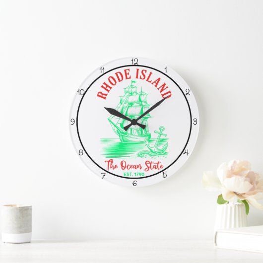 Rhode Island Ocean State Ship ラージ壁時計 (ホーム)