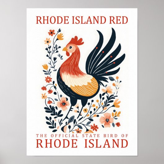 Rhode Island Red Bird of Rhode Island Travel ポスター (正面)