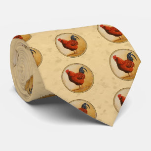 Rhode Island Red Rooster Yellow Background ネクタイ