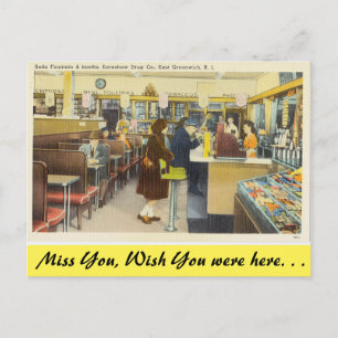 Rhode Island, Soda Fountain, E.グリニッジ ポストカード