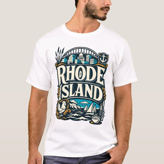 Rhode Island State Heritage Coastal Sailing Art Tシャツ (正面)
