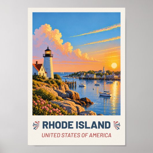 Rhode Island USA – Vintage Travel Poster ポスター (正面)