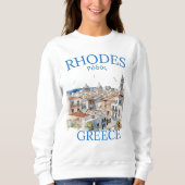 Rhodes Greece Watercolor – Cozy Greek Island スウェットシャツ (正面)