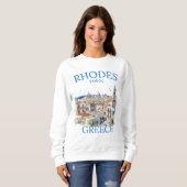 Rhodes Greece Watercolor – Cozy Greek Island スウェットシャツ (正面フル)