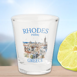 Rhodes Greece Watercolor – Greek Island Souvenir ショットグラス