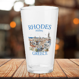Rhodes Greece Watercolor – Greek Island Souvenir タンブラーグラス